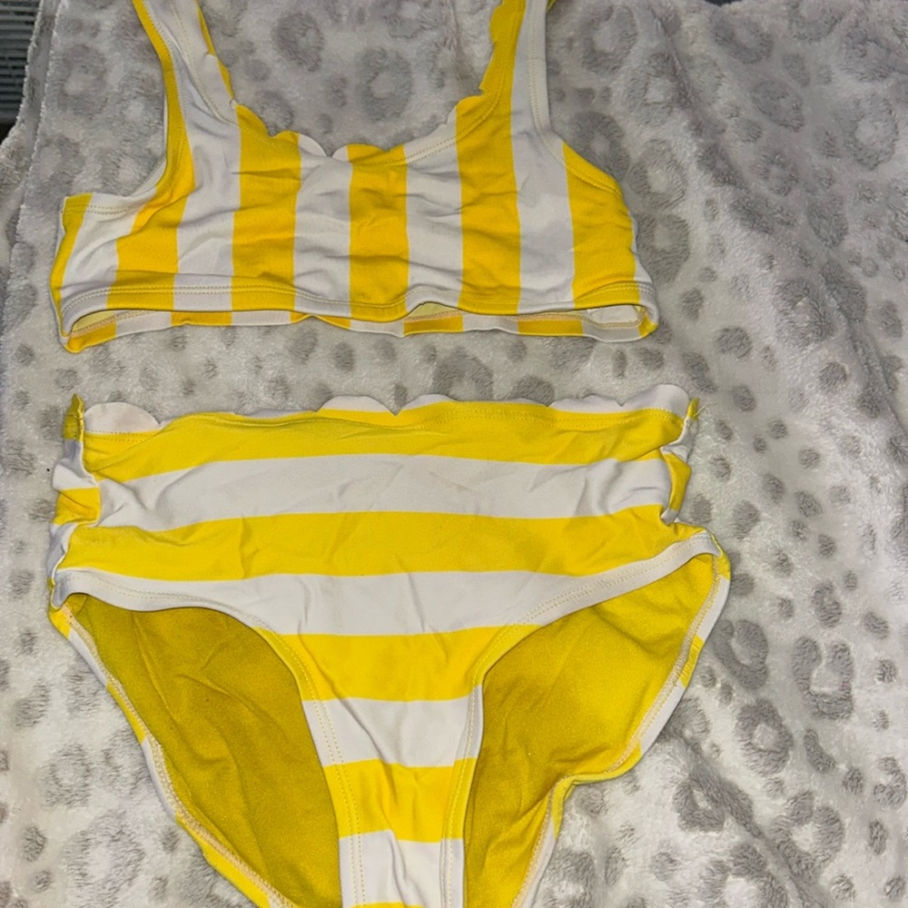 High wasted yellow bathing suit size:12 (justice)